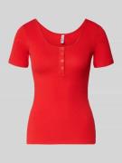 Pieces Slim Fit T-Shirt aus Bio-Baumwoll-Mix Modell 'KITTE' in Rot, Gr...