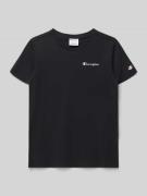 CHAMPION T-Shirt mit Label-Stitching und Rundhalsausschnitt in Black, ...