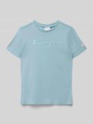 CHAMPION Regular Fit T-Shirt mit Logo-Stitching in Rauchblau, Größe 14...