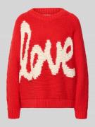 comma Strickpullover mit Rundhalsausschnitt in Rot, Größe L