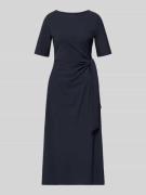 Milano Italy Midikleid mit Knotendetail in Dunkelblau, Größe 34