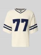 REVIEW Strick-Trikot mit Jacquard Muster in Ecru, Größe L