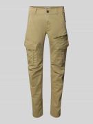 PME Legend Tapered Fit Cargohose mit Label-Stitching in Oliv, Größe 31...