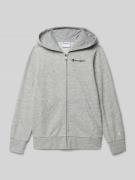 CHAMPION Regular Fit Sweatjacke mit Logo-Stitching in Mittelgrau Melan...