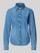 Gant Jeansbluse mit Logo-Stitching und Sportmanschetten in Hellblau Me...