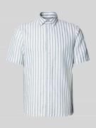 Jake*s Slim Fit Business Hemd aus Leinen-Misch mit Kentkragen in Dunke...