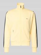 ANOTHER COTTON LAB Regular Fit Sweatjacke mit Logo-Detail in Hellgelb,...