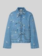 Jake*s Casual Jeansjacke mit Stitchings und Schnürung in Jeansblau, Gr...