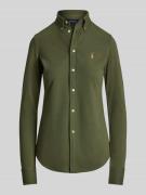 Polo Ralph Lauren Hemdbluse mit Label-Stitching in Oliv, Größe L