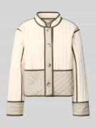 comma Jacke mit Stehkragen und Knopfleiste in Offwhite, Größe L