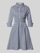 Apricot Hemdblusenkleid mit Taillenband in Marine, Größe L