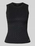 Guess Top mit Ziersteinbesatz und Rundhalsausschnitt in Black, Größe M