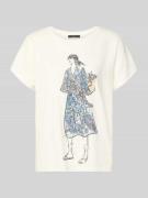 Oui T-Shirt mit Motiv-Print in Weiss, Größe 34