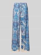 Oui Hose im Allover-Look in Bleu, Größe 36