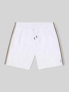 BOSS Badeshorts mit Label Stitching Modell 'ICONIC' in Weiss, Größe L