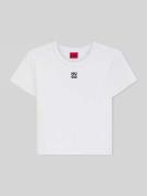 HUGO Slim Fit T-Shirt aus Baumwoll-Mix Modell 'DELANOR' in Offwhite, G...