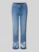 Marc Cain Straight Fit Jeans mit floralem Print in Blau, Größe 38