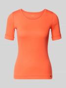 Marc Cain T-Shirt mit Label-Applikation in Koralle, Größe 34