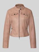 Amber & June Slim Fit Jacke in Leder-Optik in Rose, Größe 34