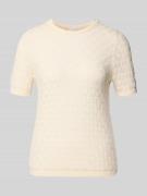Jake*s Collection Strickshirt mit Lochstickerei in Beige, Größe L