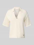 LIU JO SPORT Relaxed Fit Poloshirt in Strick-Optik mit Strasssteinbesa...