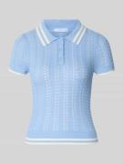 Guess Strickshirt aus Viskose-Mix mit Polokragen in Bleu, Größe L