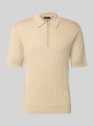 Matinique Slim Fit Poloshirt mit Reißverschluss in Beige, Größe L