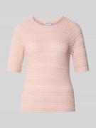 Jake*s Casual Strickshirt mit Rundhalsausschnitt in Hellrosa, Größe L