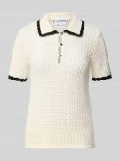 Jake*s Casual Slim Fit Poloshirt in Strick-Optik in Beige, Größe L