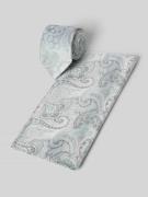 Prince Bowtie Krawatte und Einstecktuch im Set aus reiner Seide in Gru...