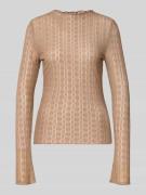 OH APRIL Longsleeve mit Wellensaum Modell 'Zahara' in Mittelbraun, Grö...