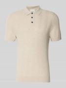 Profuomo Slim Fit Poloshirt mit Knopfleiste in Offwhite, Größe L