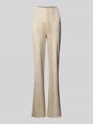 OH APRIL Flared Leggings im Allover-Look Modell 'Daisy' in Hellbraun M...