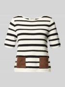 Oui Strickshirt mit aufgesetzten Taschen in Weiss, Größe 34