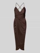 V by Vera Mont Cocktailkleid aus Satin in Wickel-Optik in Schoko, Größ...