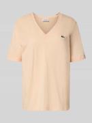 Lacoste Relaxed Fit T-Shirt aus reiner Baumwolle in Rosa, Größe 34