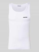REVIEW Tanktop in Ripp-Optik mit Logo in Weiss, Größe L