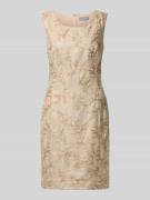 WHITE LABEL Knielanges Etuikleid mit Stitchings in Cognac, Größe 36