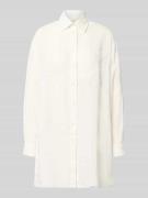 0039 Italy Relaxed Fit Longbluse aus Leinen Modell 'TAHIA' in Weiss, G...