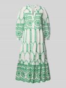 Apricot Tunikakleid mit Volantsaum und kurzer Knopfleiste in Hellgruen...