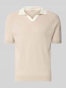 GRAN SASSO Regular Fit Poloshirt mit V-Ausschnitt in Beige, Größe 50