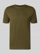 Fynch-Hatton T-Shirt mit Rundhalsausschnitt und Label-Stitching in Oli...