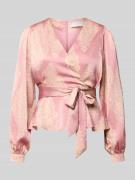 Neo Noir Regular Fit Wickelbluse mit Bindegürtel in Rosa, Größe 40
