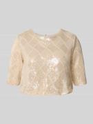 Rinascimento T-Shirt mit Pailletten und 1/2-Arm in Beige, Größe XS