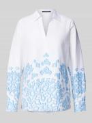 comma Relaxed Fit Bluse mit V-Ausschnitt in Bleu, Größe 36