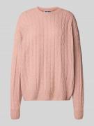 REVIEW Strickpullover mit Zopfmuster in Altrosa Melange, Größe M