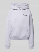 REVIEW Oversized Hoodie mit Label-Print in Hellgrau Melange, Größe XS