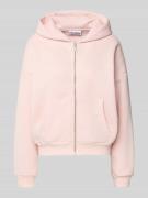 REVIEW Oversized Sweatjacke mit Kapuze in Rose, Größe L
