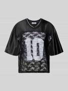 REVIEW Sporttricot aus Spitze mit Printelementen in Black, Größe L