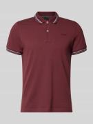 Geox Slim Fit Poloshirt mit Kontraststreifen in Bordeaux, Größe L